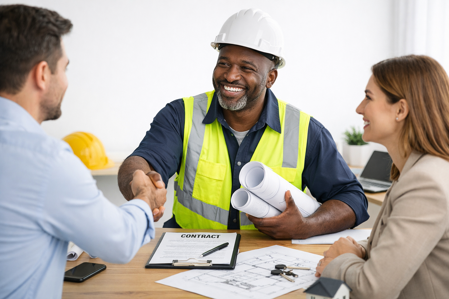 Professional contractor closing a deal