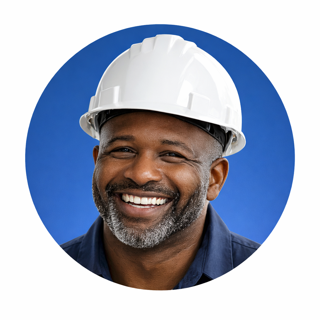 Smiling man in hard hat portrait