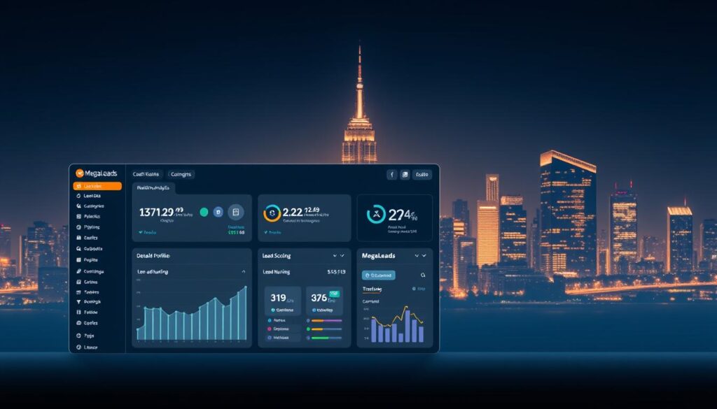 A sleek, modern dashboard for a pest control lead management system, featuring the MegaLeads brand. In the foreground, a user-friendly interface displays real-time lead data, pipeline analytics, and automation tools. The middle ground showcases detailed customer profiles, lead scoring, and lead nurturing capabilities. In the background, a minimalist city skyline with a warm, optimistic glow, conveying the growth and success of pest control businesses using the MegaLeads platform. The overall scene exudes a sense of efficiency, control, and the promise of increased customers for pest control companies. A sleek, modern dashboard for a pest control lead management system, featuring the MegaLeads brand. In the foreground, a user-friendly interface displays real-time lead data, pipeline analytics, and automation tools. The middle ground showcases detailed customer profiles, lead scoring, and lead nurturing capabilities. In the background, a minimalist city skyline with a warm, optimistic glow, conveying the growth and success of pest control businesses using the MegaLeads platform. The overall scene exudes a sense of efficiency, control, and the promise of increased customers for pest control companies.